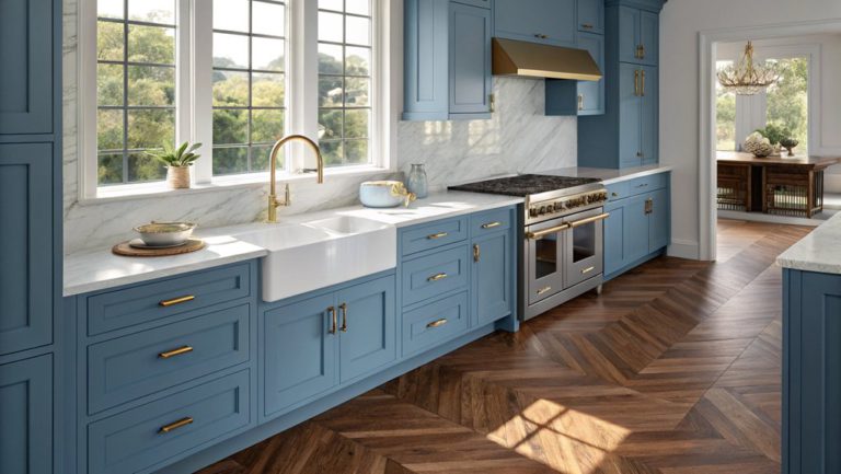 diverse cornflower blue kitchens