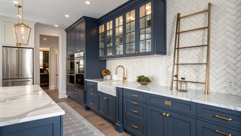 diverse dark blue kitchens