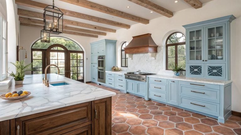 diverse sky blue kitchens