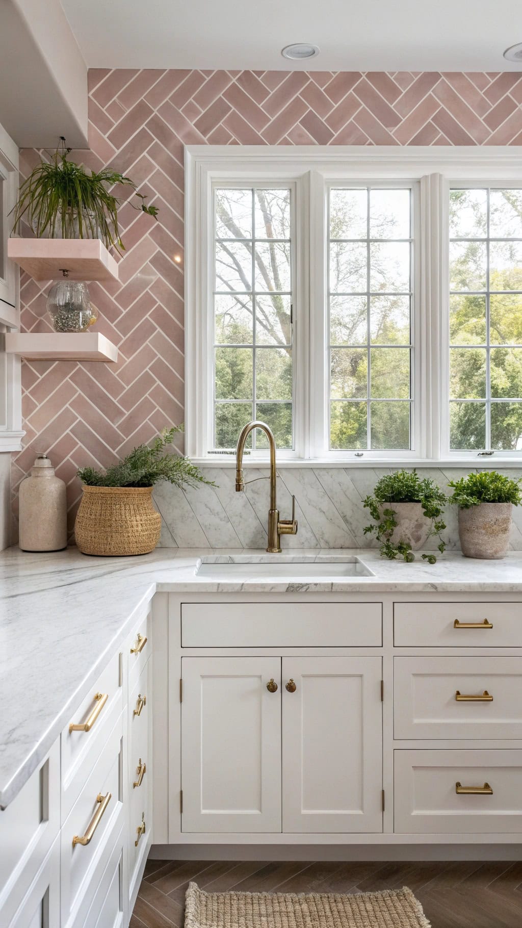 dusty pink subway tiles