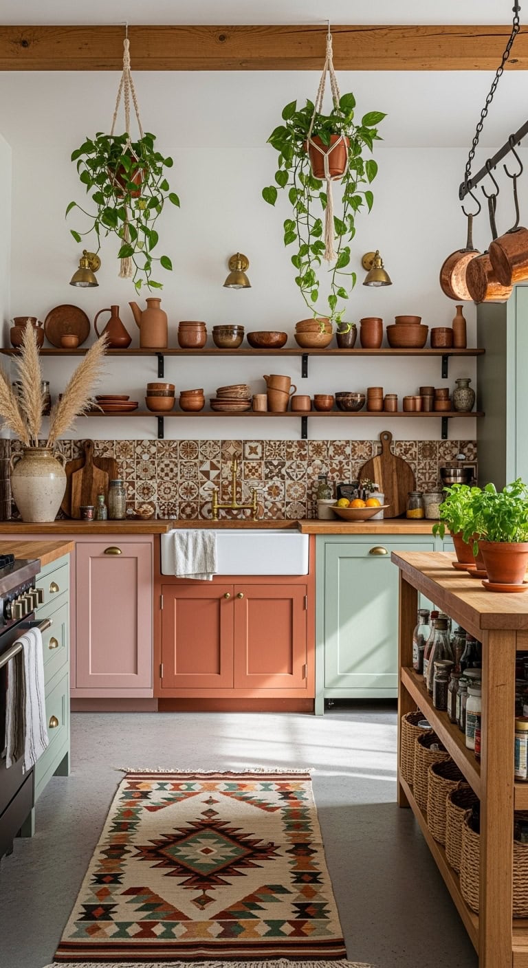eclectic bohemian clay kitchen