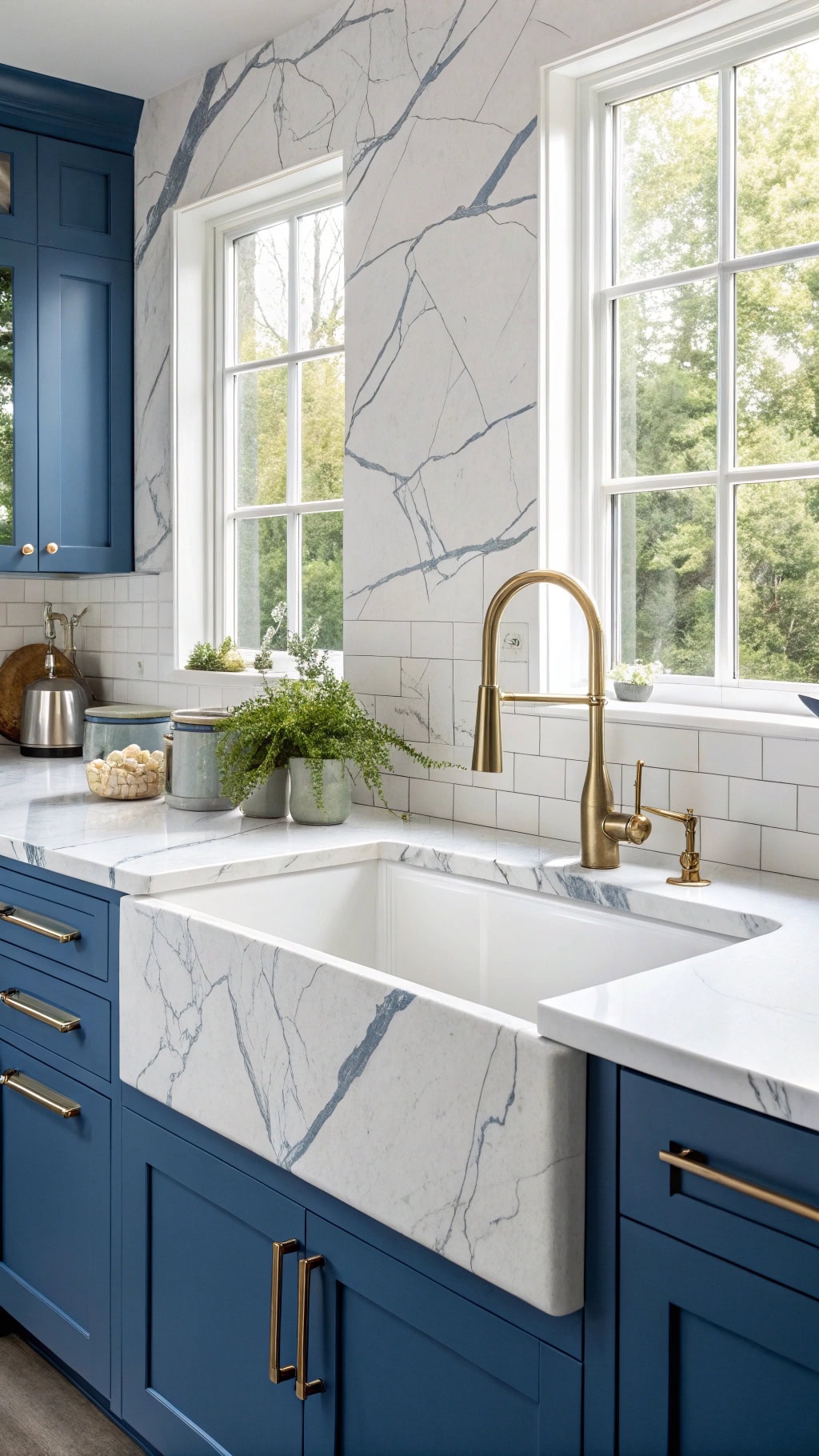 elegant blue marble accents