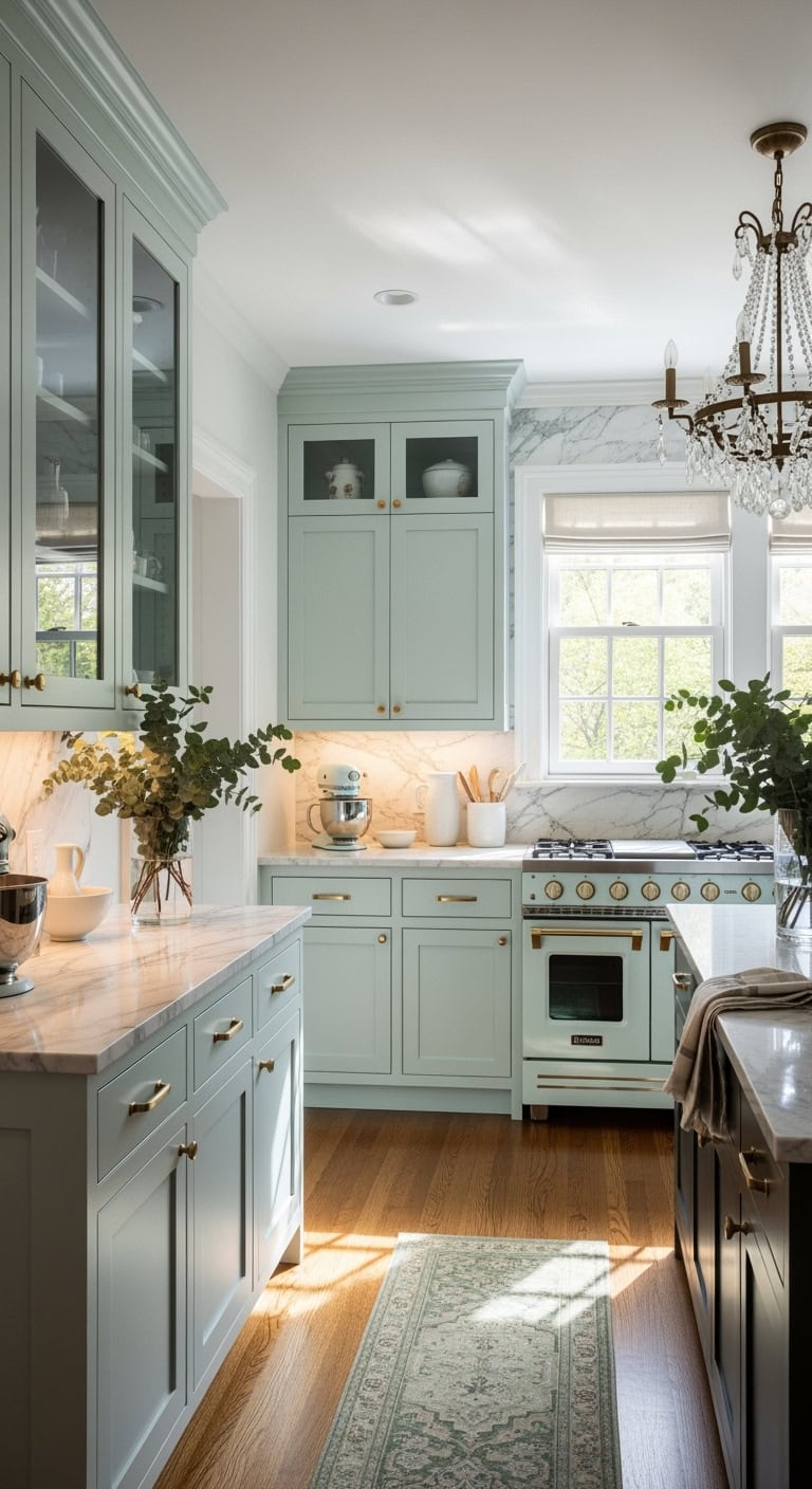 elegant mint kitchen design