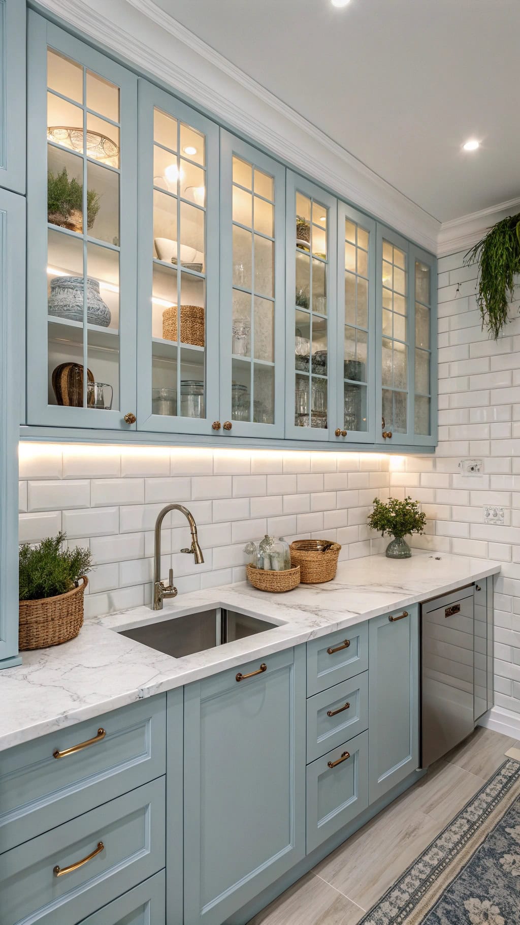 elegant powder blue cabinetry