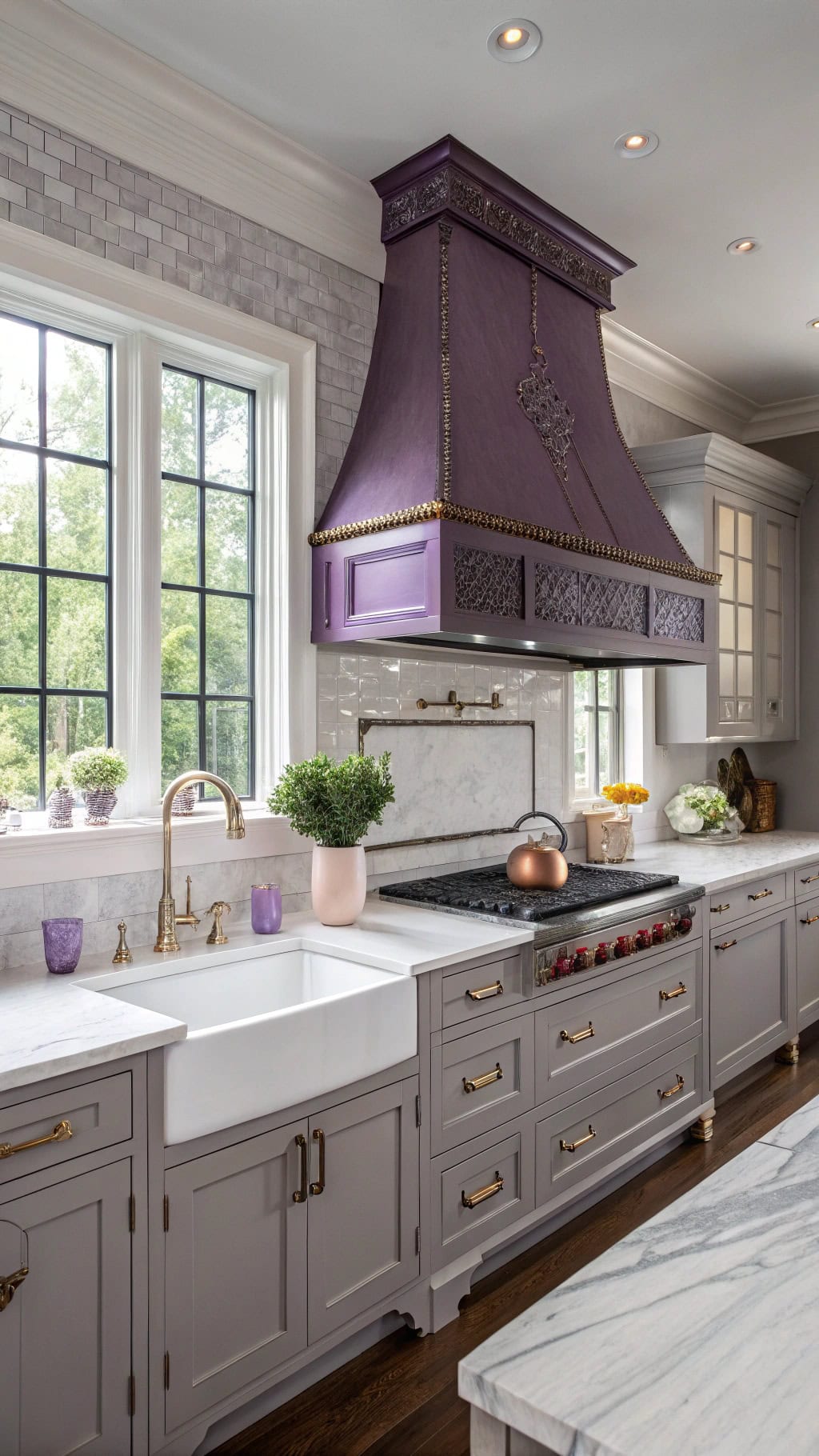 elegant purple kitchen accents