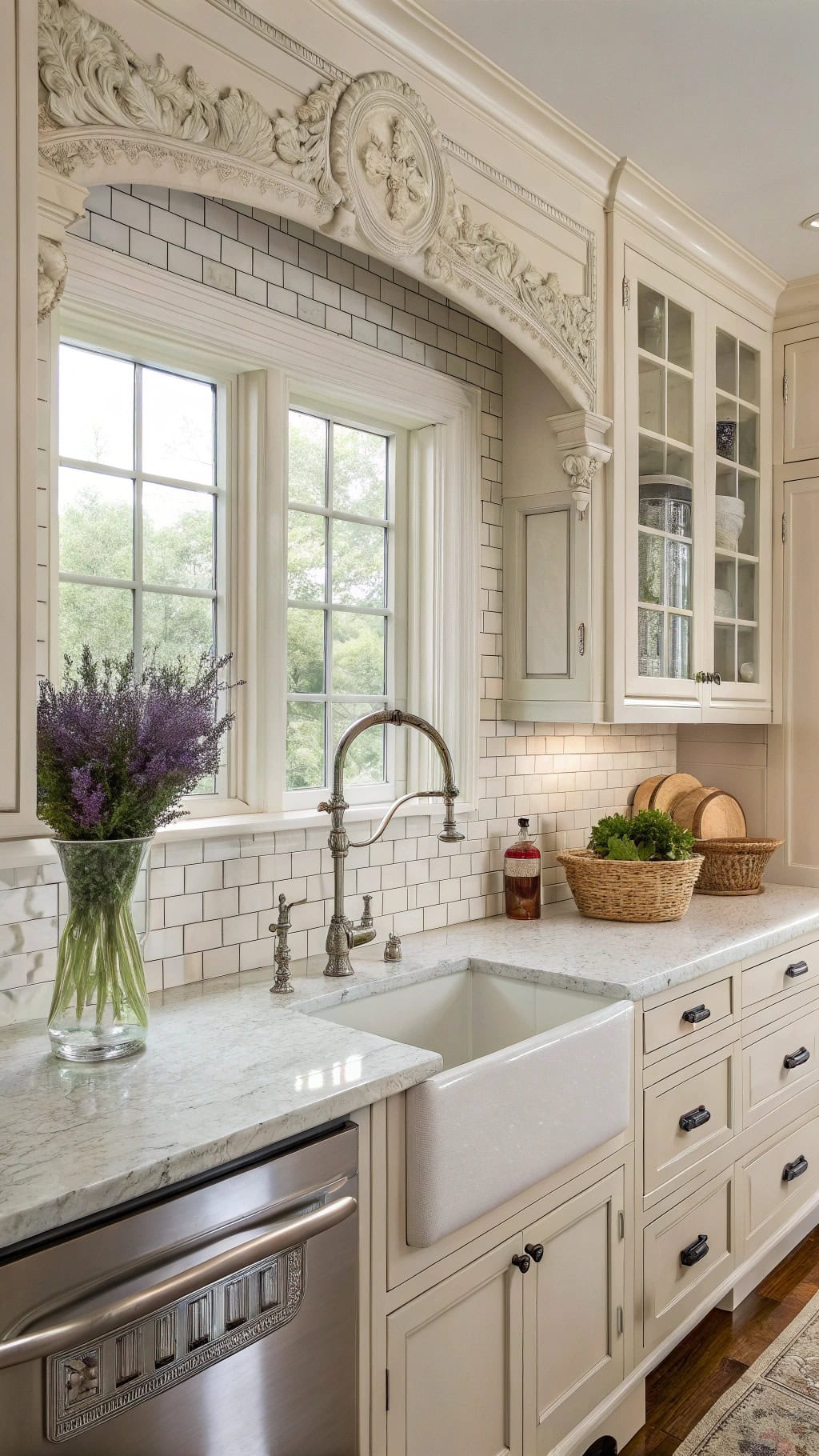 elegant silver cabinet accents