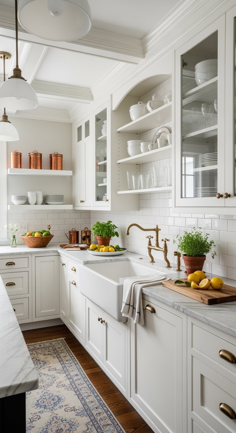 elegant white kitchen details