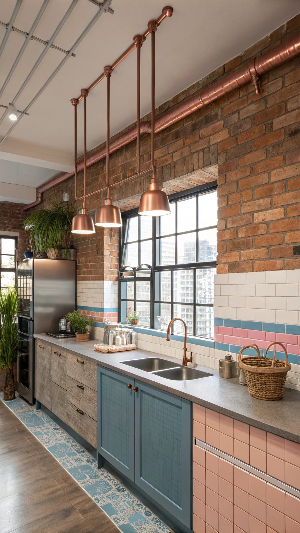 exposed copper piping design