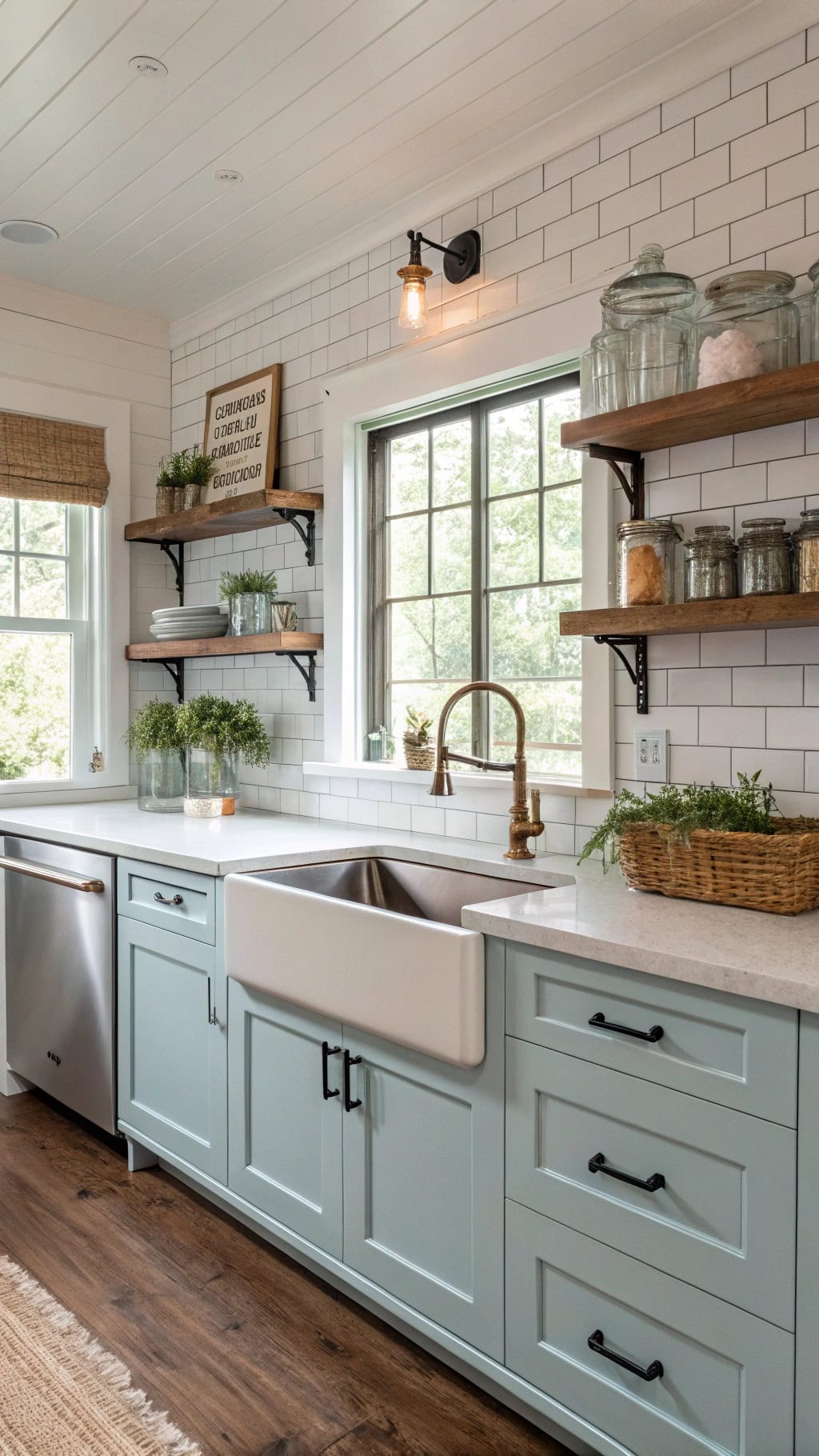farmhouse blue kitchen island