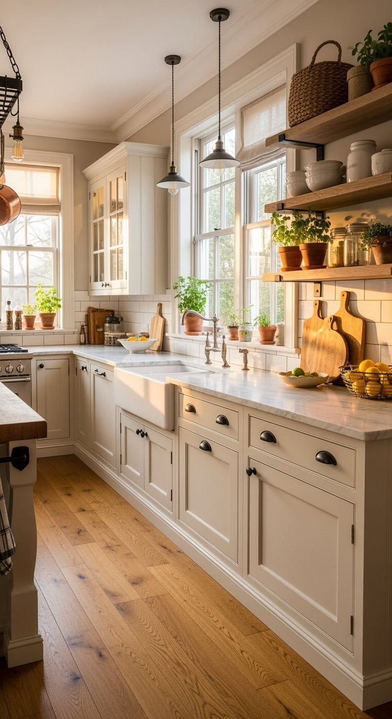 farmhouse cream shaker kitchen