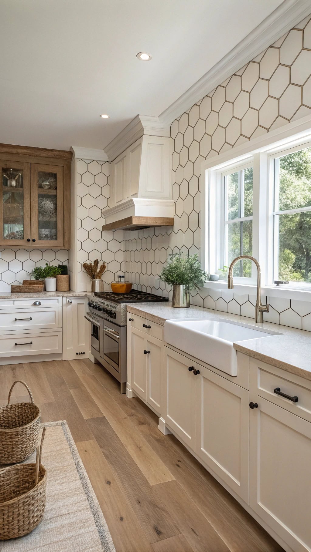 geometric tile kitchen walls