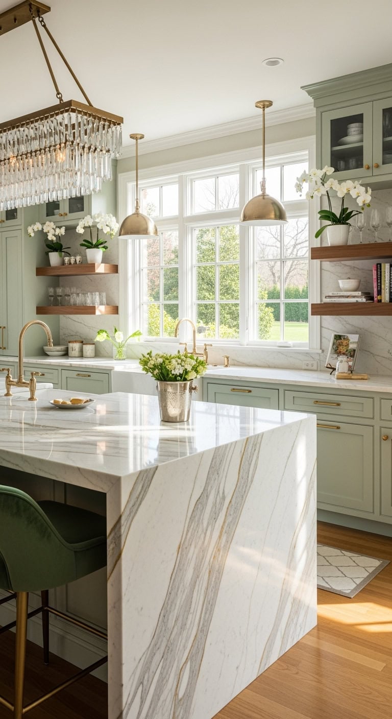 glamorous pistachio kitchen elegance