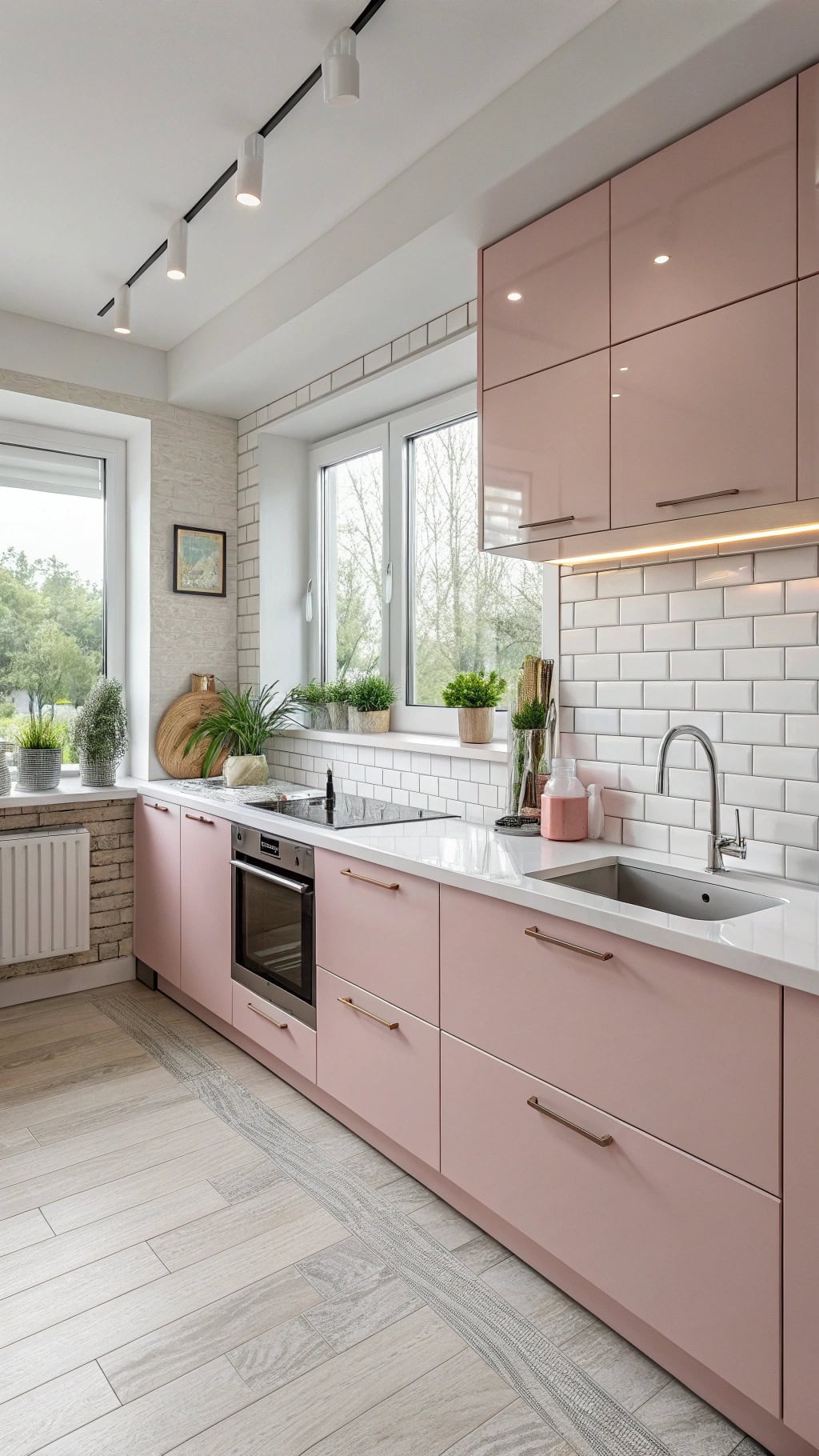glossy pink kitchen elegance