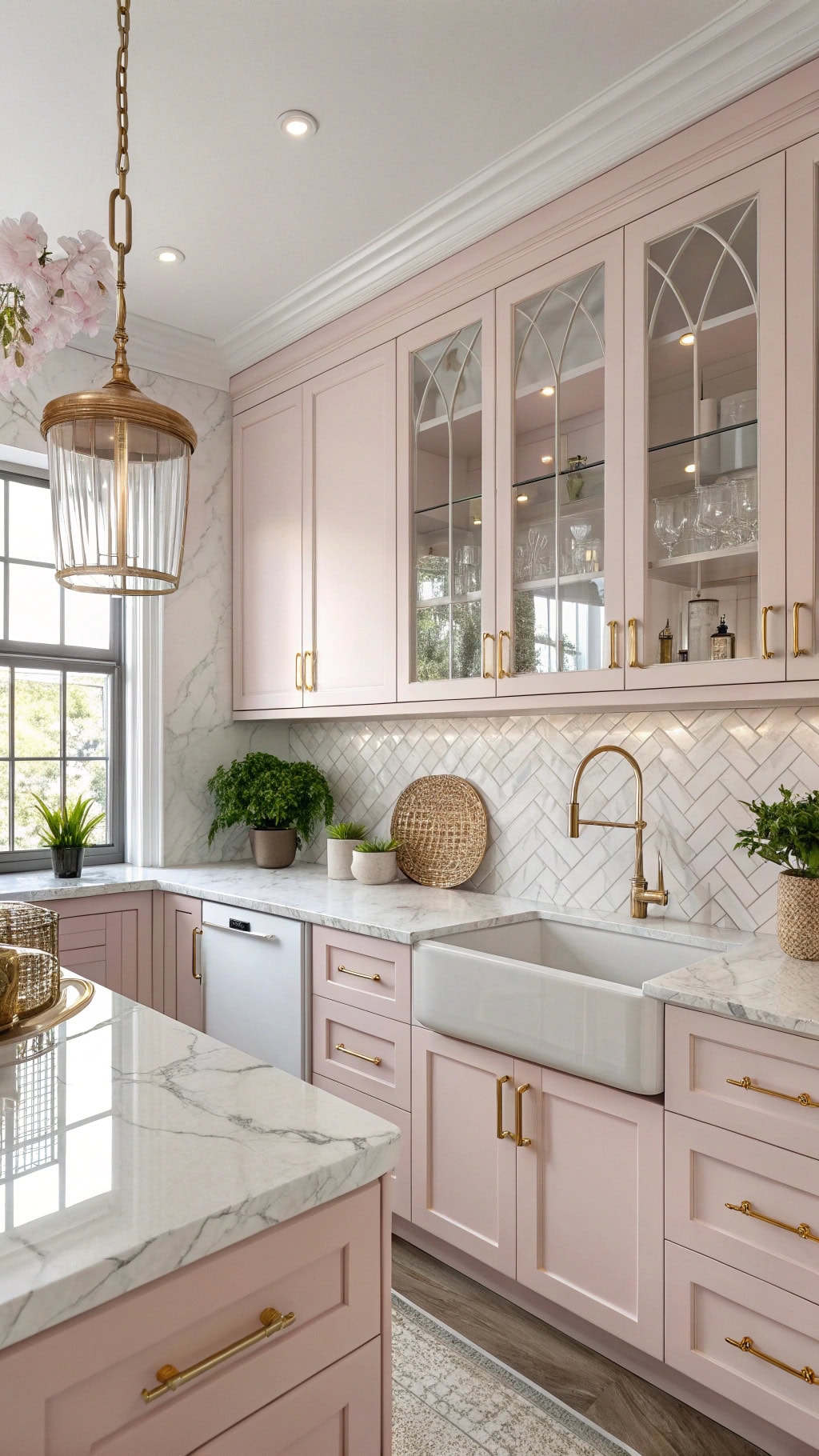 glossy pink kitchen glamor
