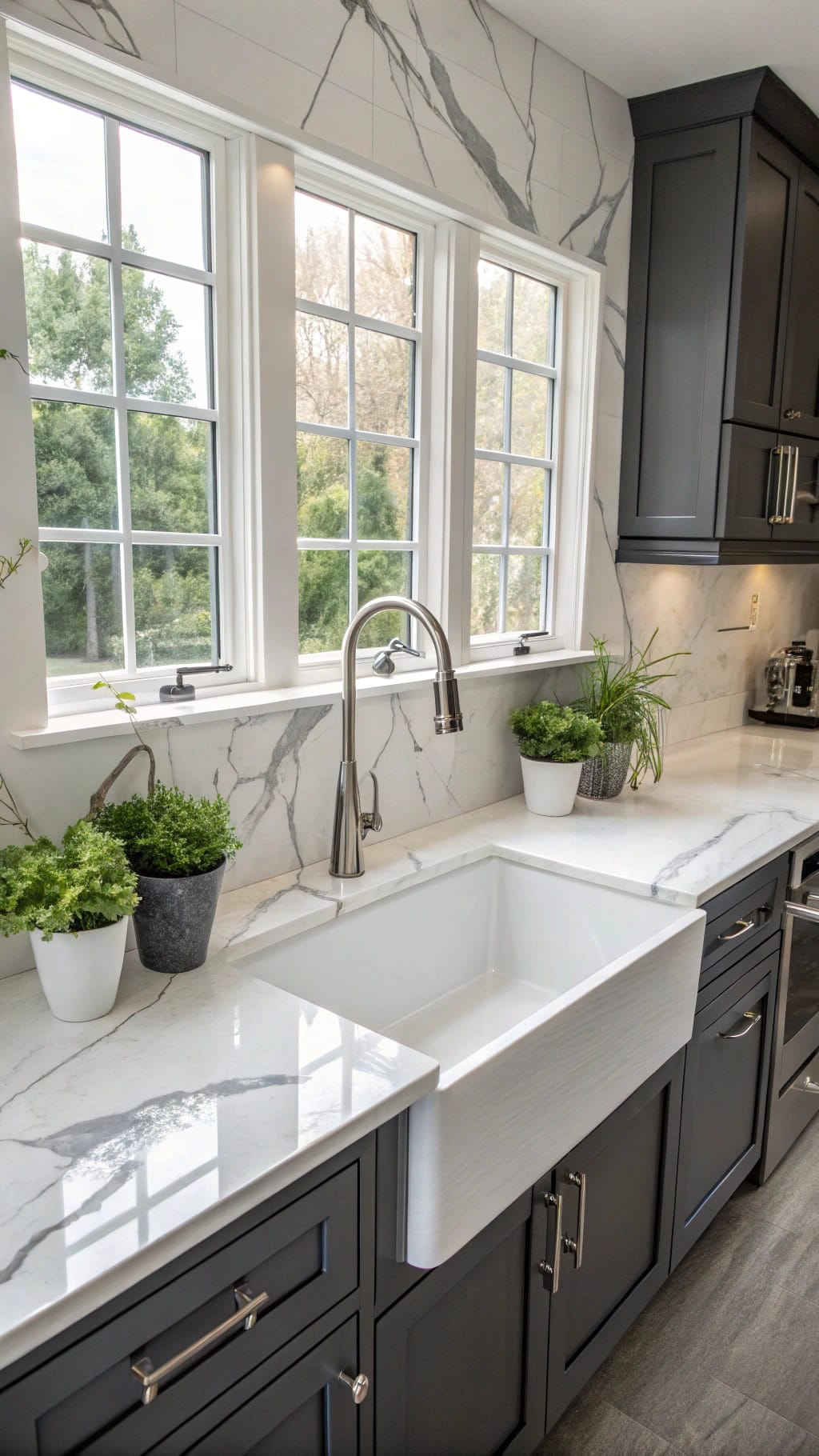 glossy porcelain backsplash elegance