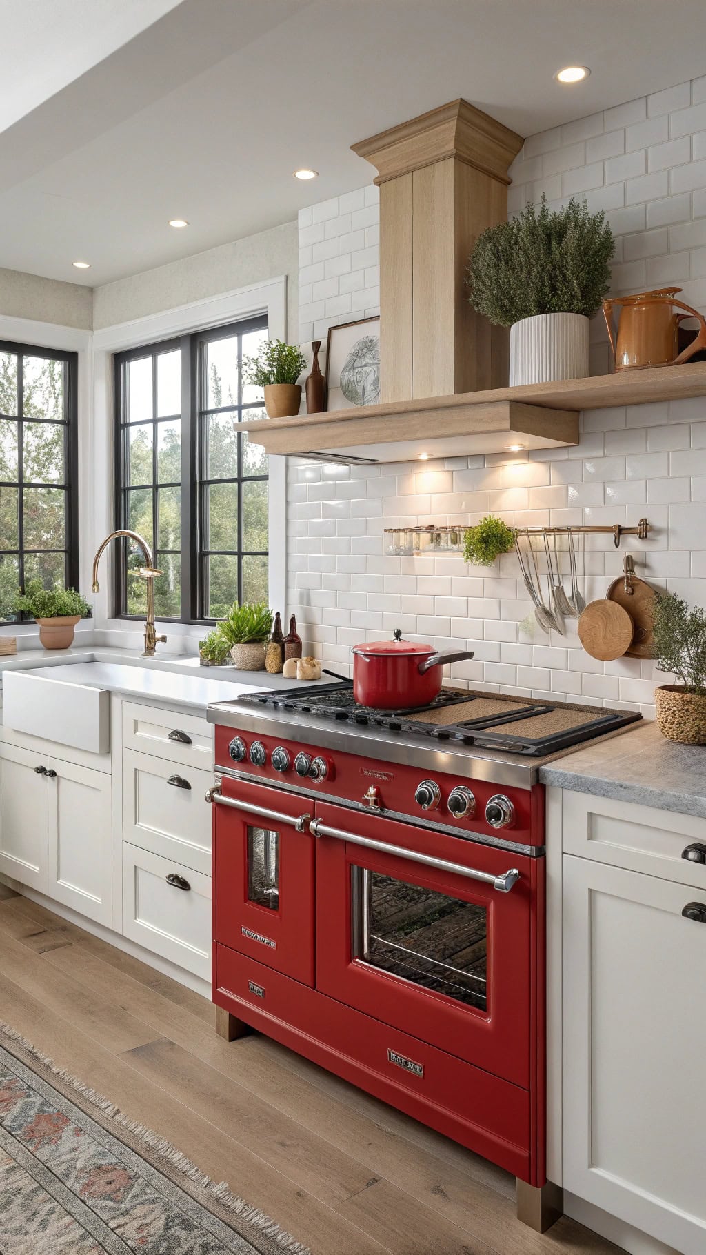 glossy red kitchen appliances