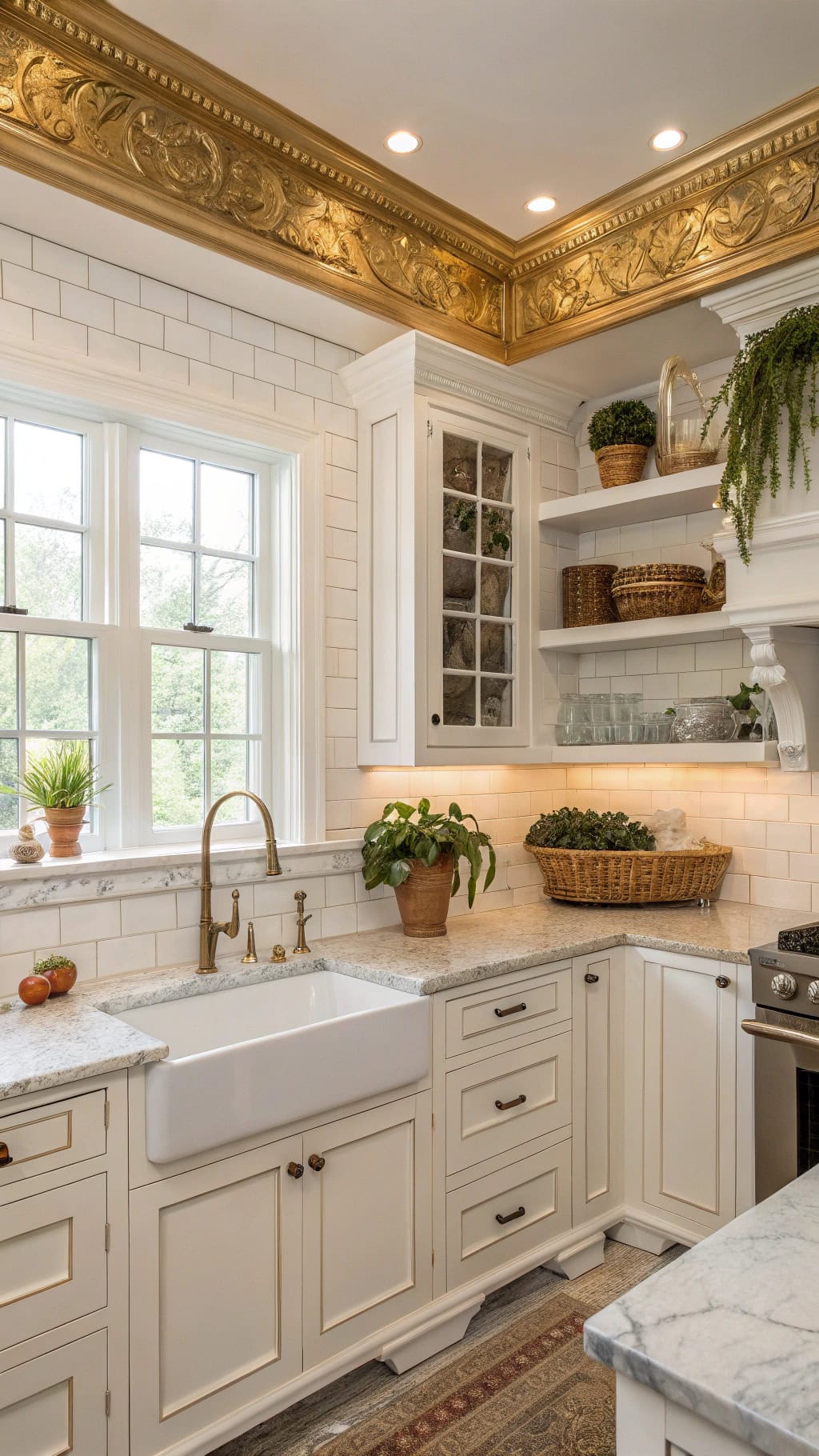 gold embossed crown molding elegance