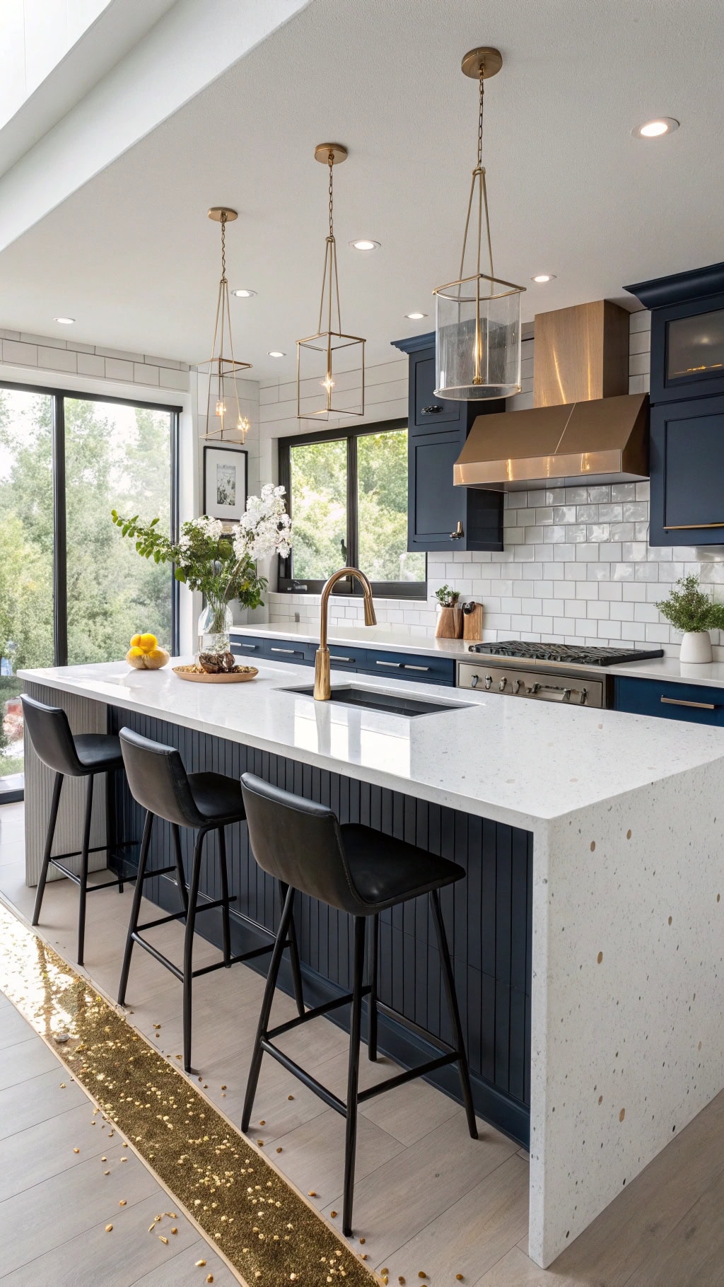 gold flecked quartz breakfast bar