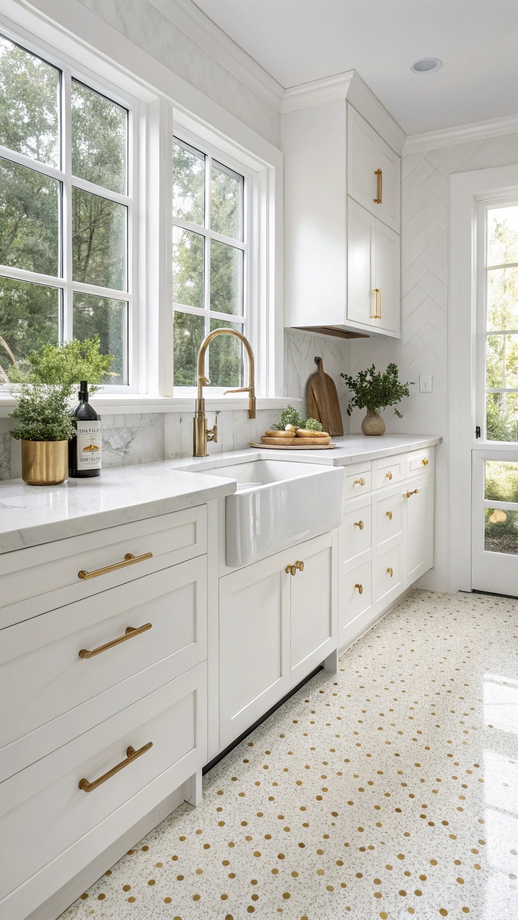 gold flecked terrazzo flooring elegance