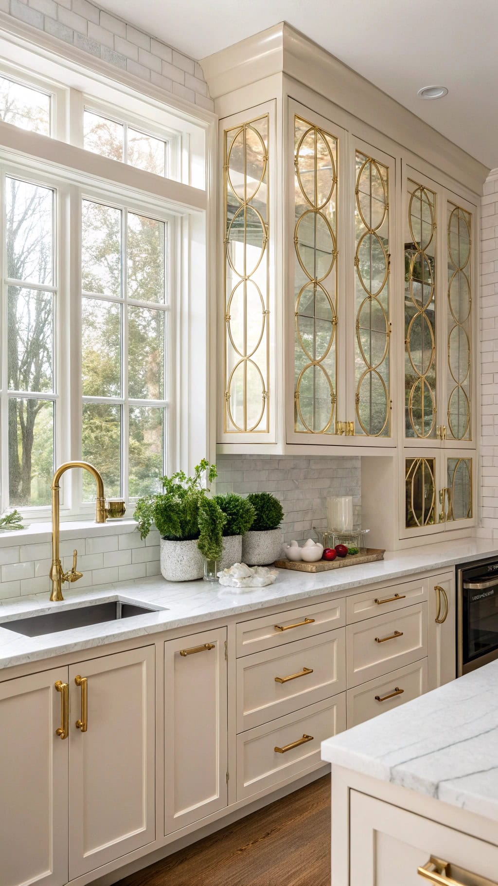 gold framed glass cabinets elegance