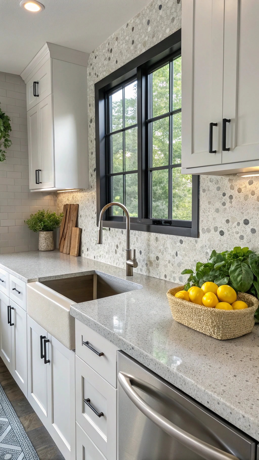gray terrazzo kitchen designs