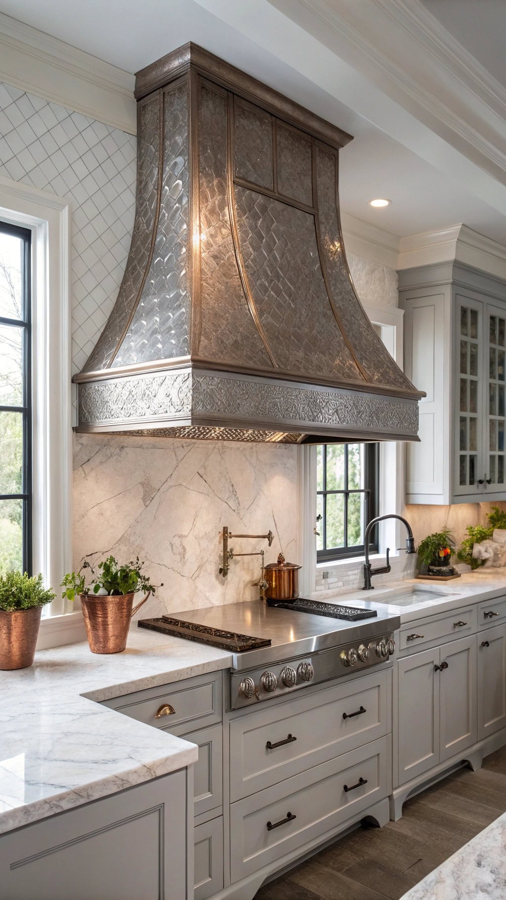 hammered silver kitchen elegance
