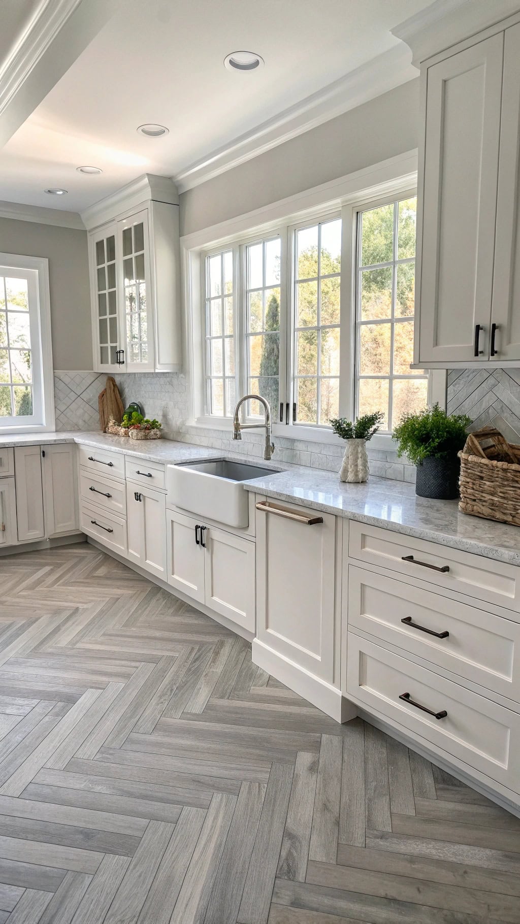 herringbone gray wood elegance