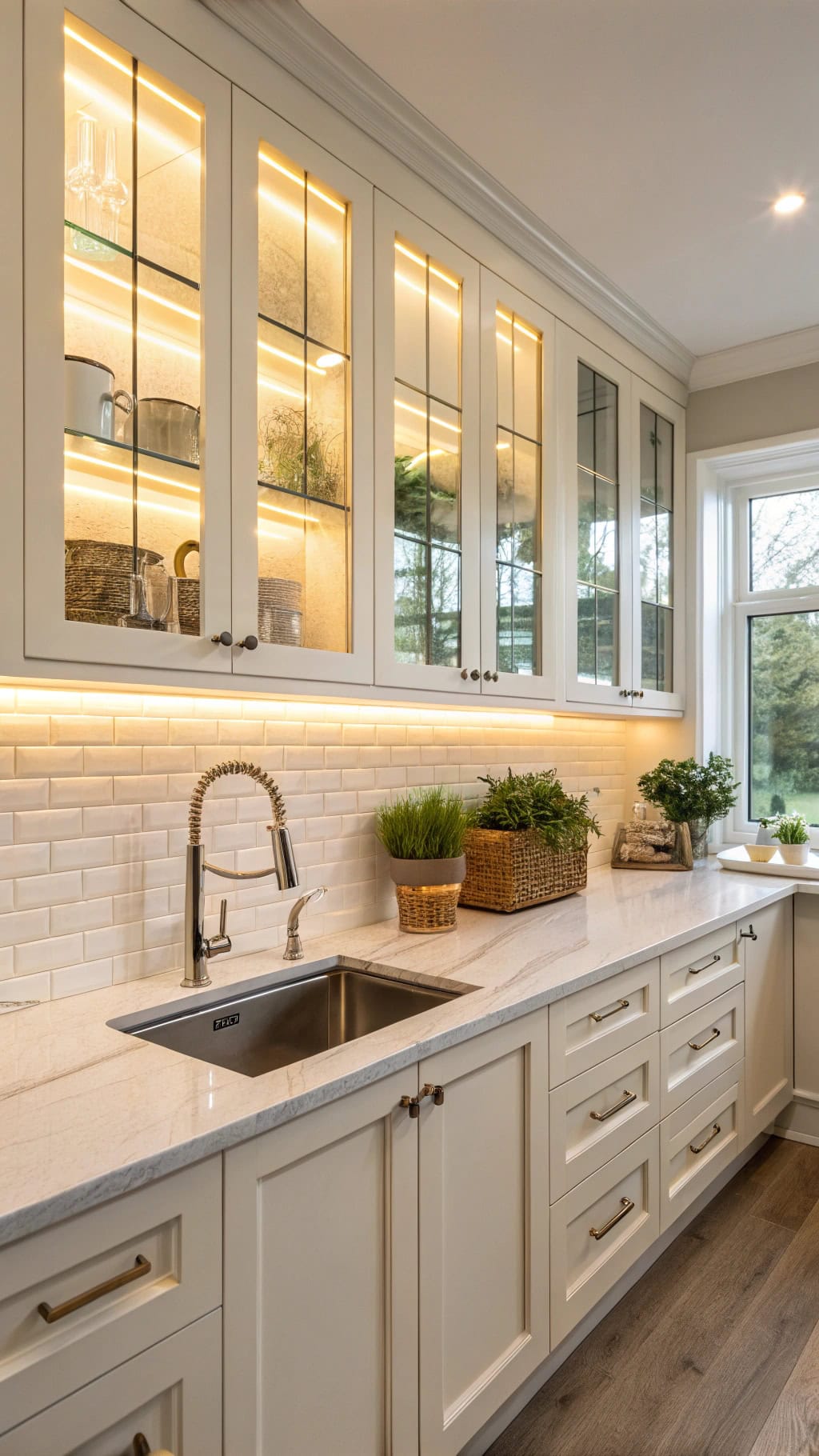 illuminated ivory cabinet elegance
