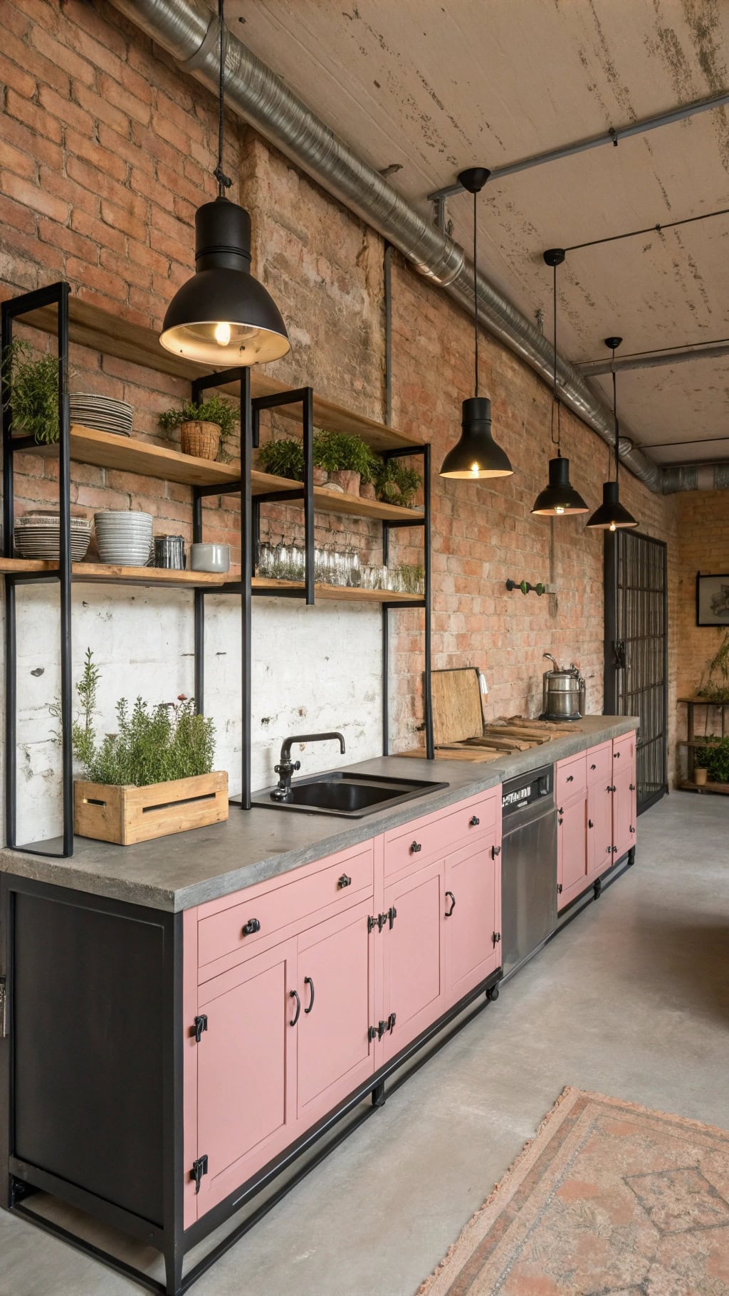industrial chic pink accents