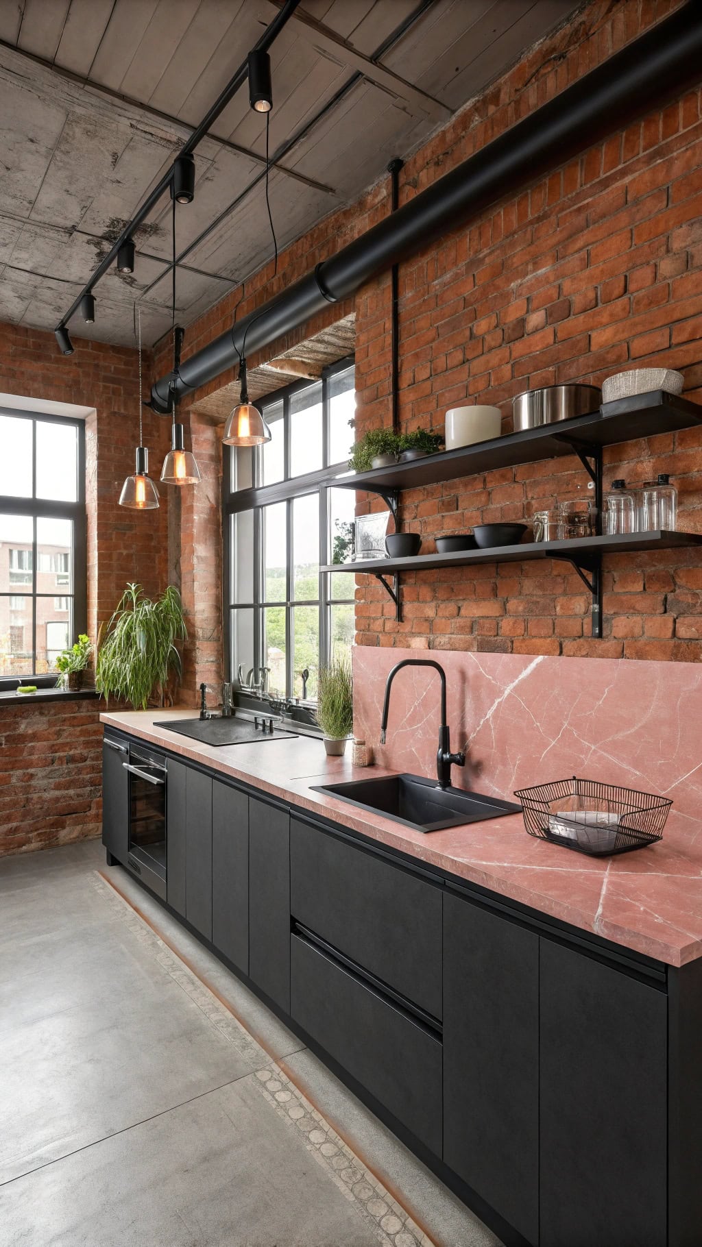 industrial chic with pink marble
