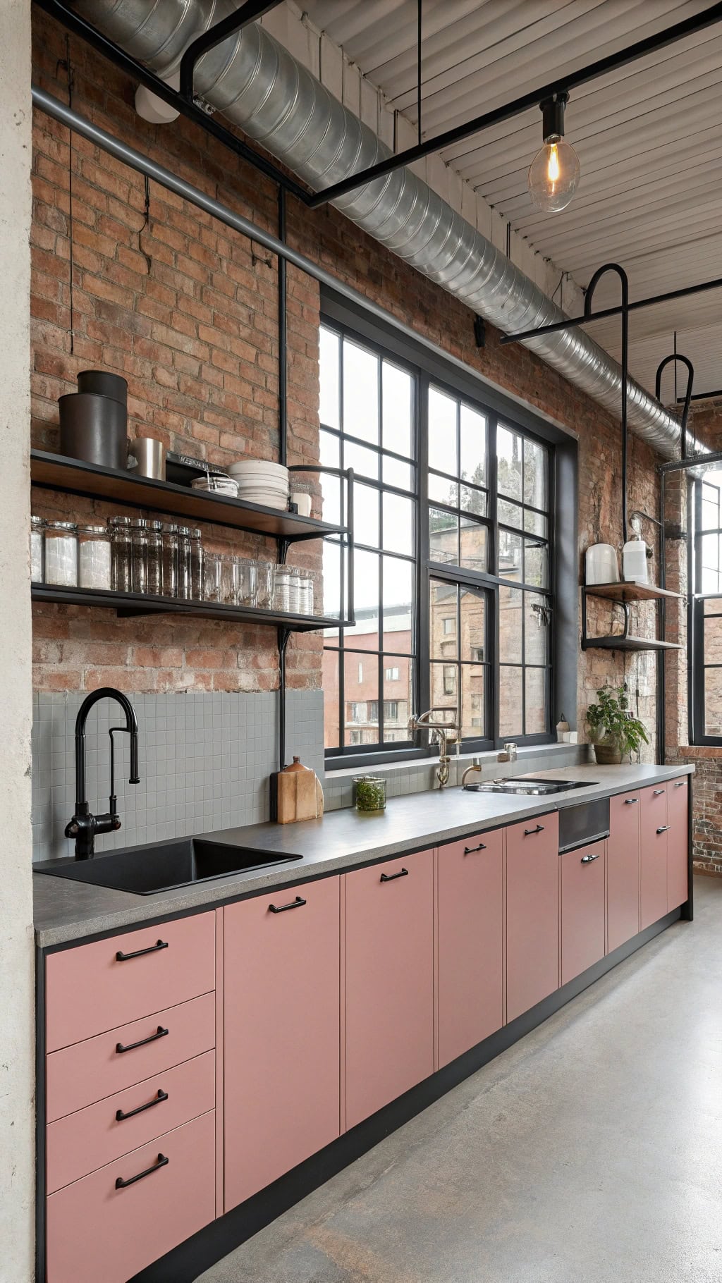 industrial pink cabinet style