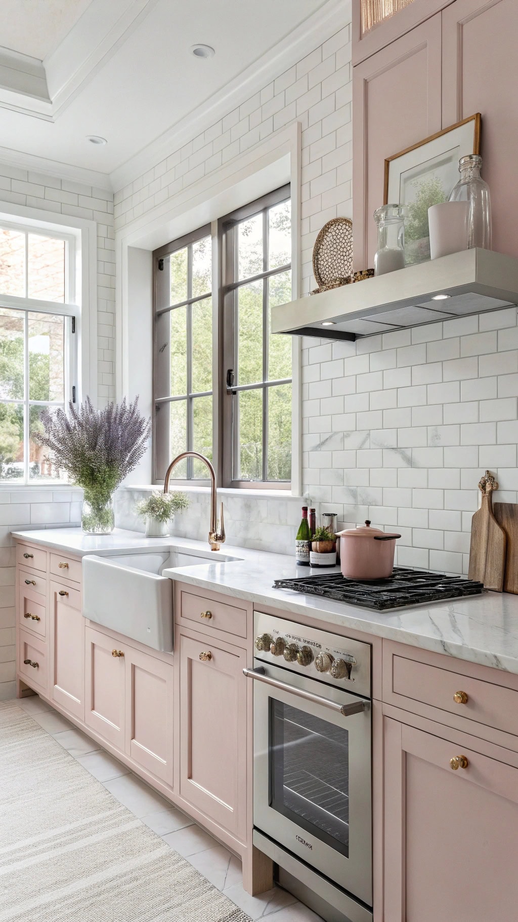luxurious matte pink cabinets