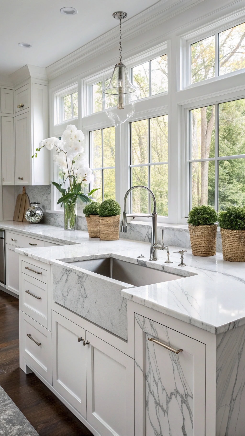 marble waterfall countertop elegance