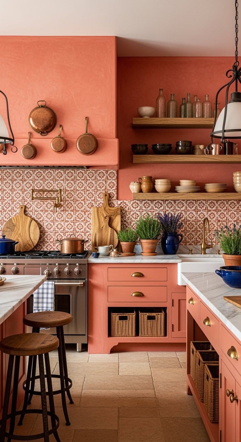 mediterranean coral kitchen elegance