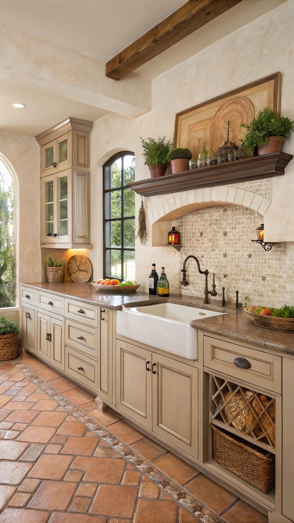 mediterranean stone kitchen elegance