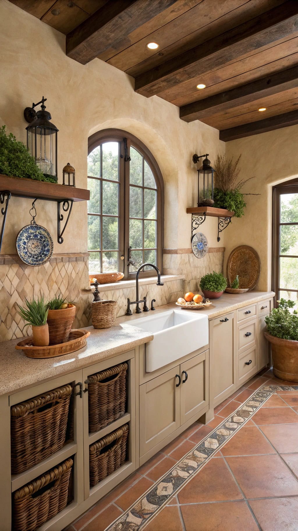 mediterranean taupe kitchen warmth