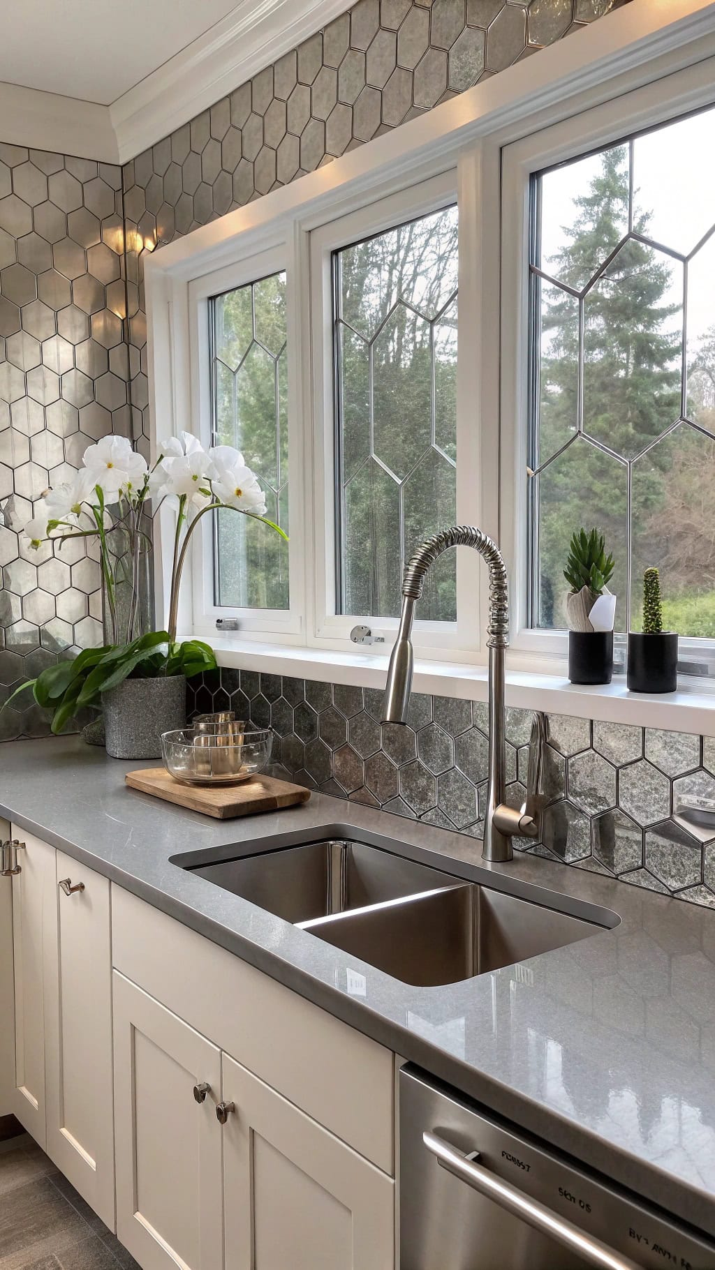 metallic backsplash tile designs
