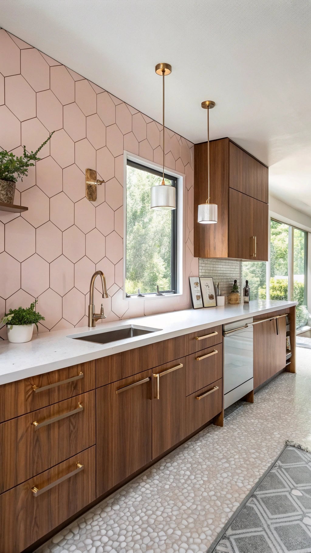 mid century modern hexagonal tiles