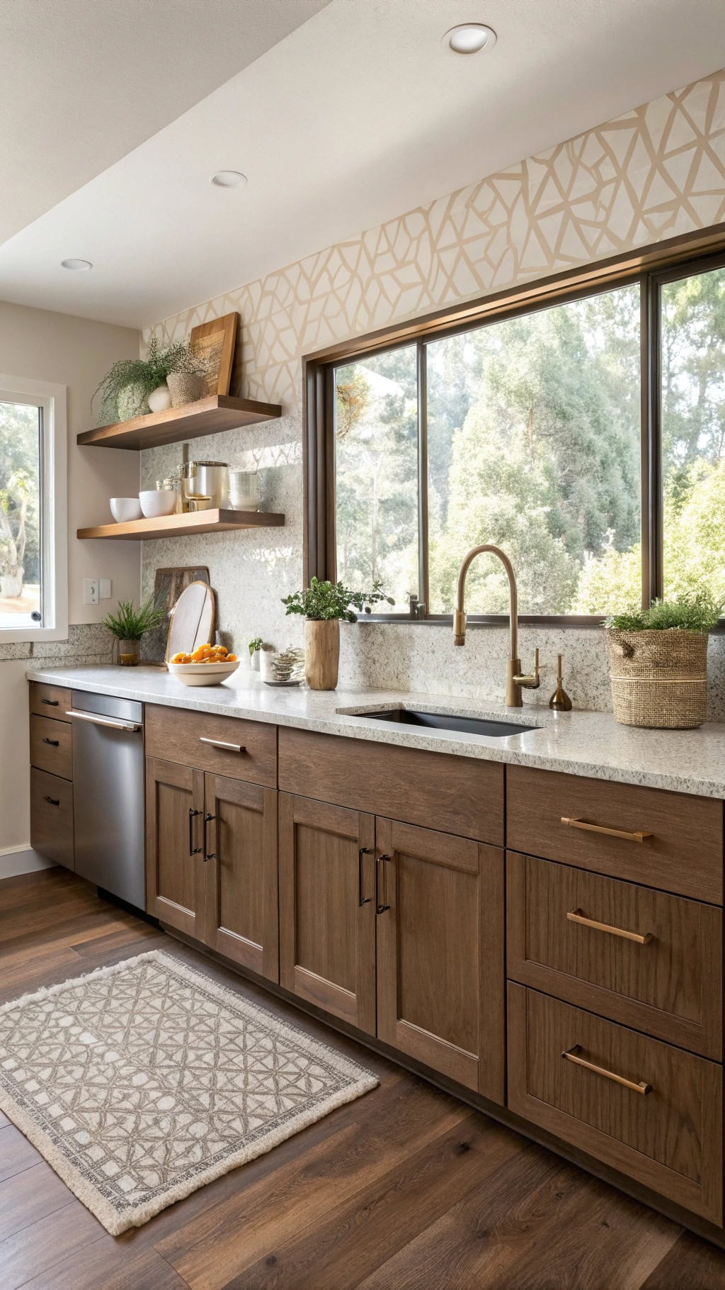 mid century taupe kitchen design