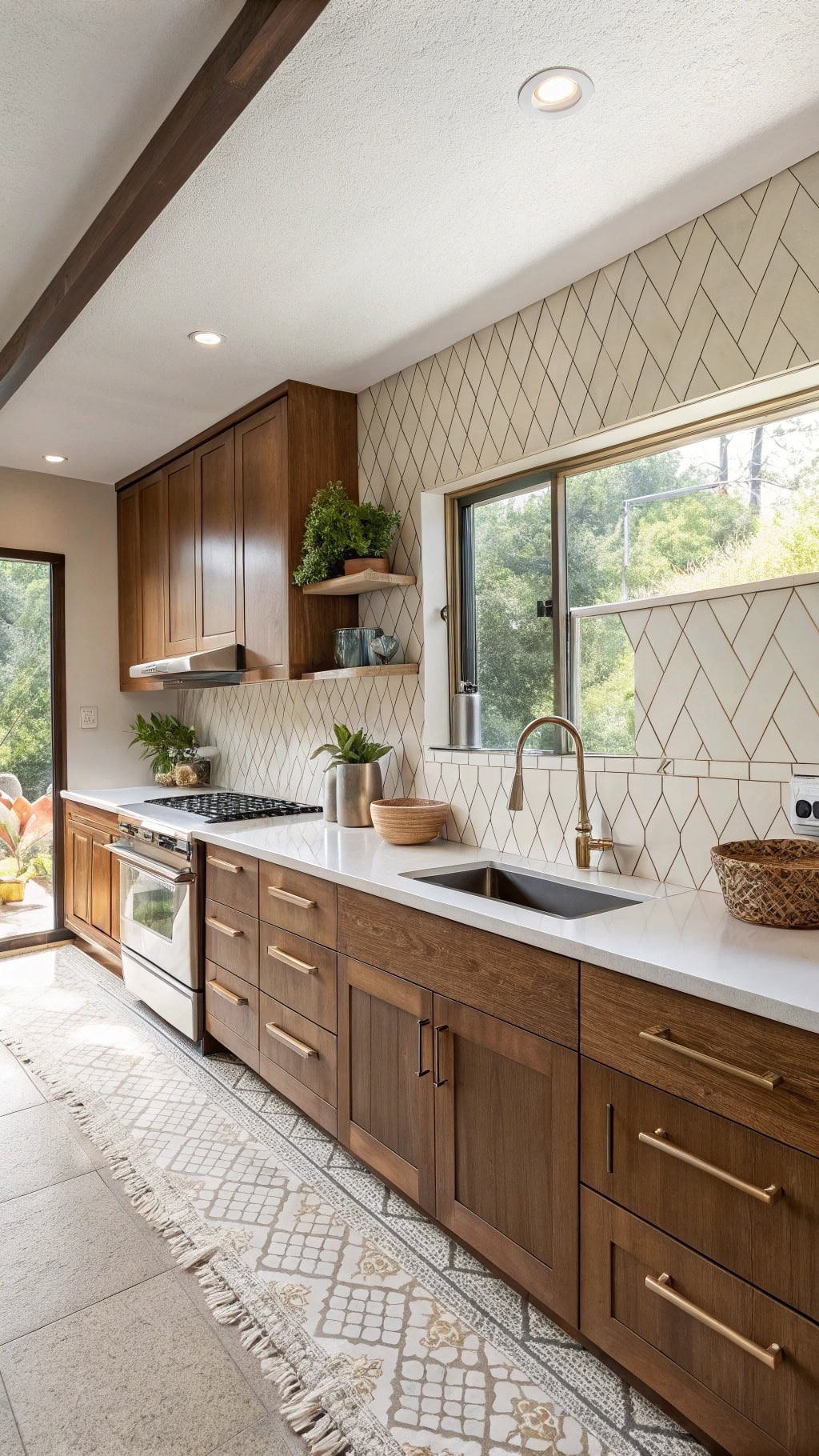mid century tiled kitchen elegance
