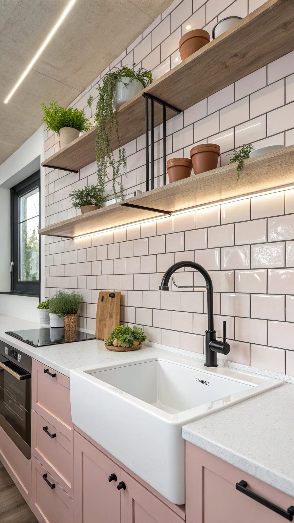 minimalist pink tile elegance
