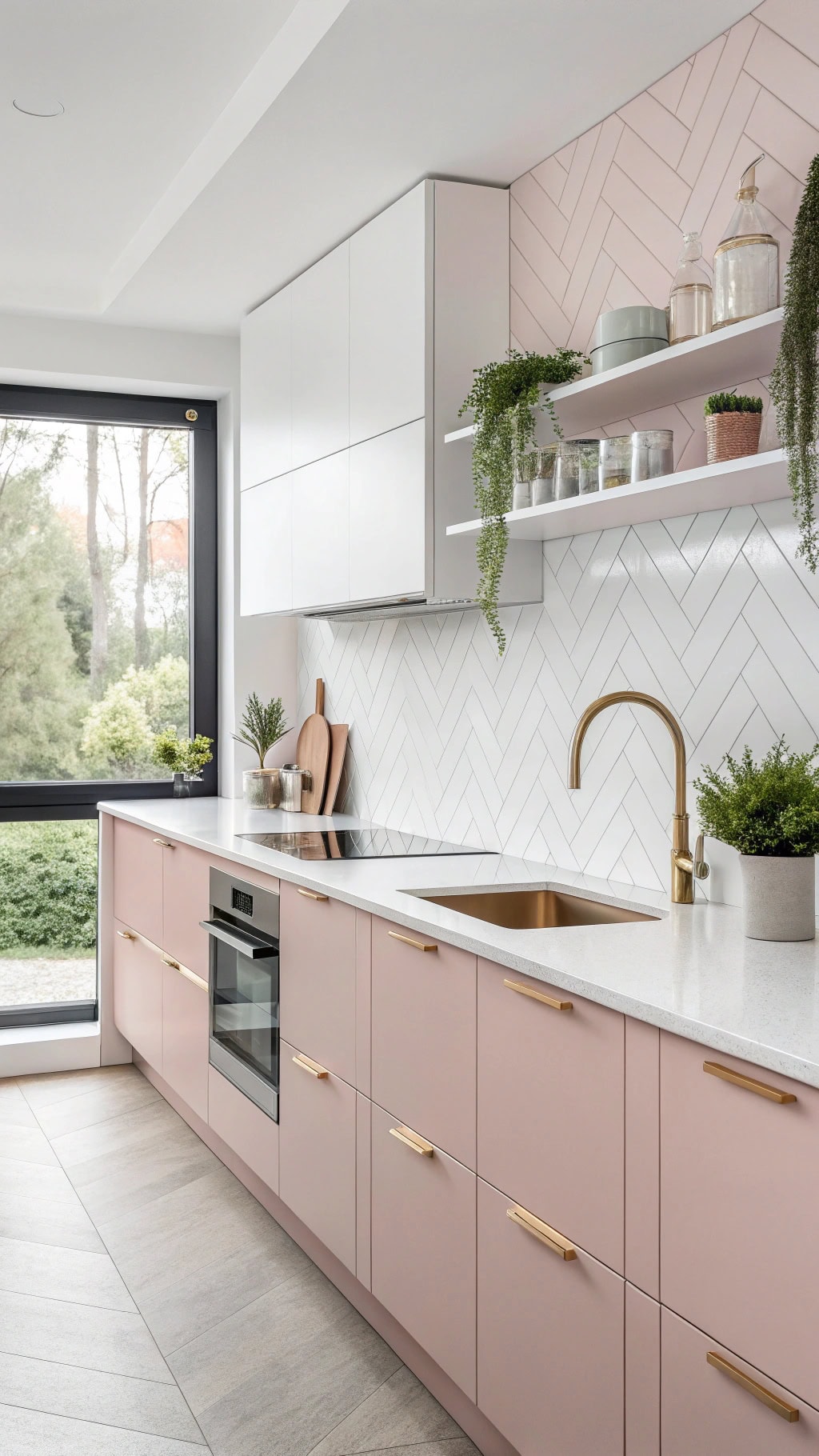 modern minimalist pink kitchen
