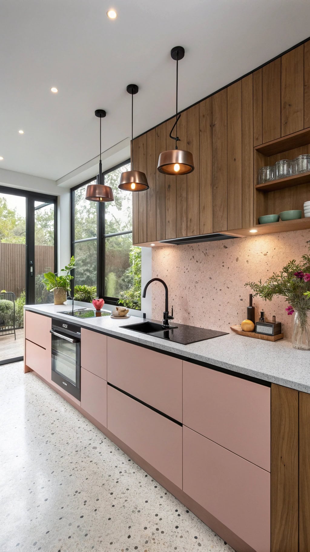 modern pink kitchen design