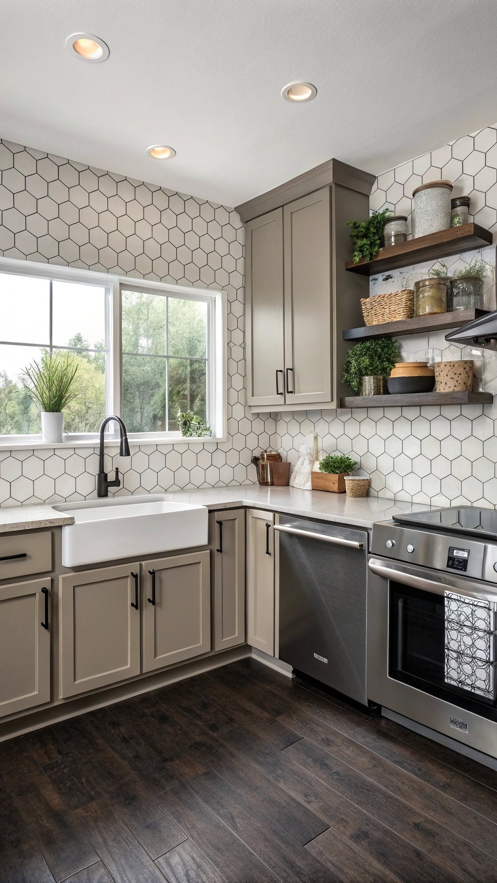 monochromatic tile kitchen elegance