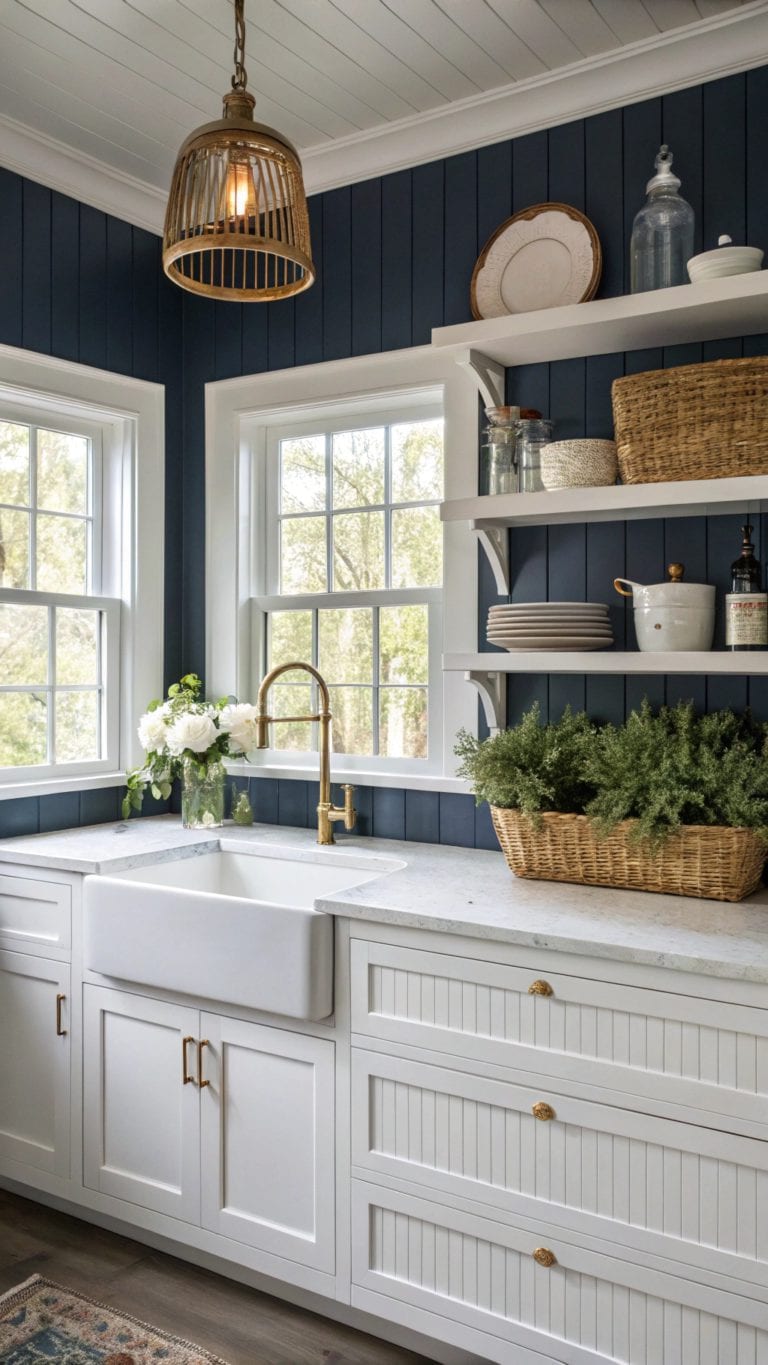 navy shiplap kitchen ideas