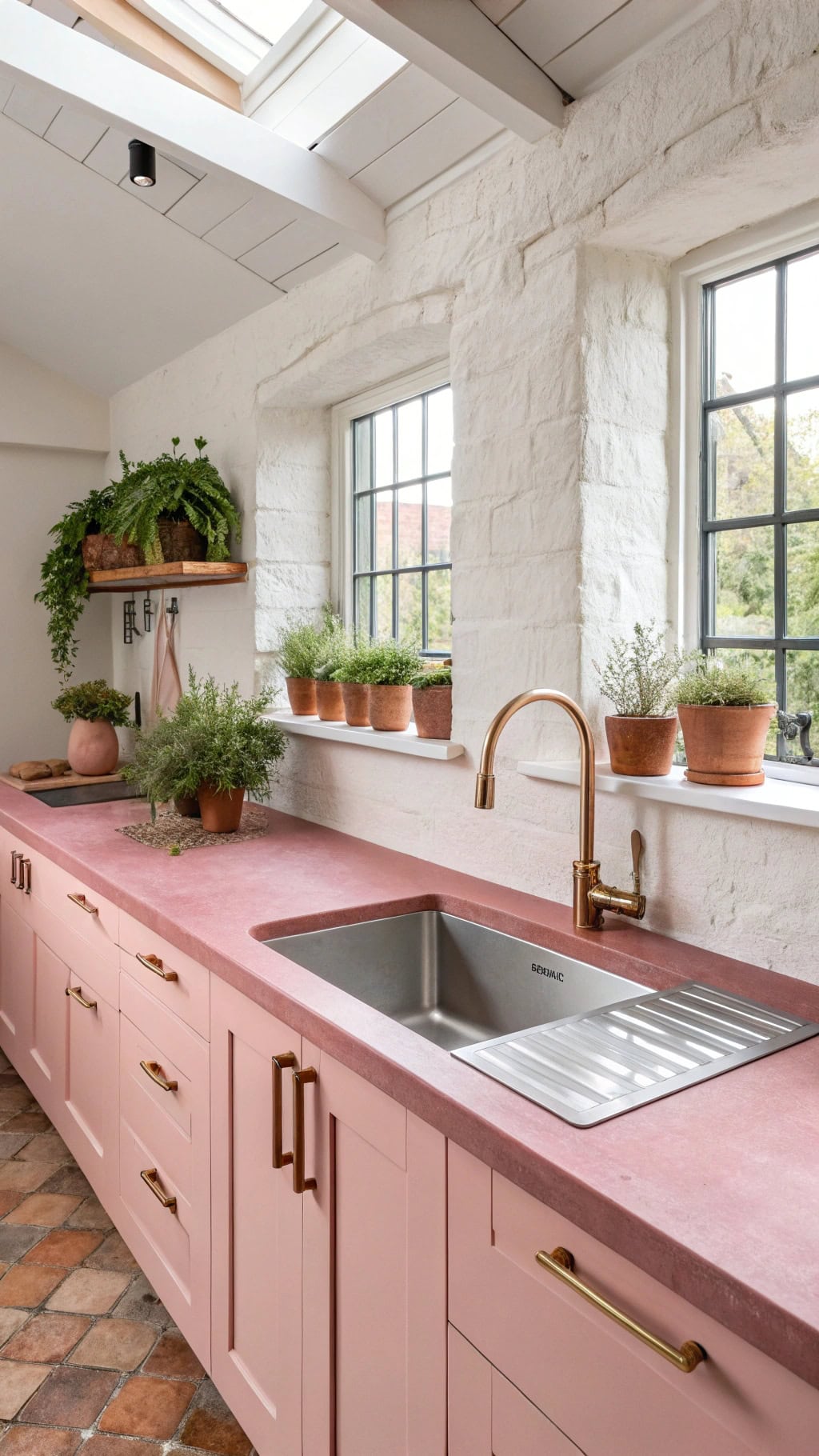pink concrete island elegance