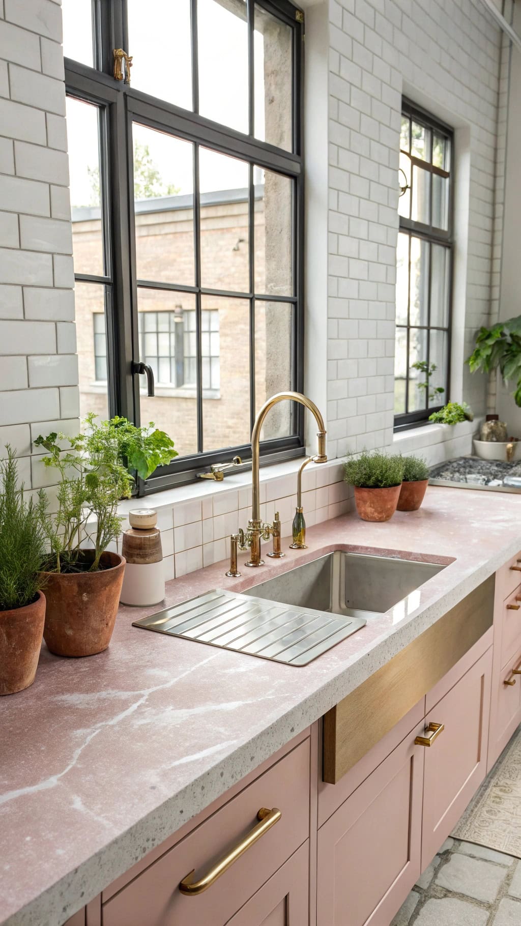 pink pigmented concrete countertops