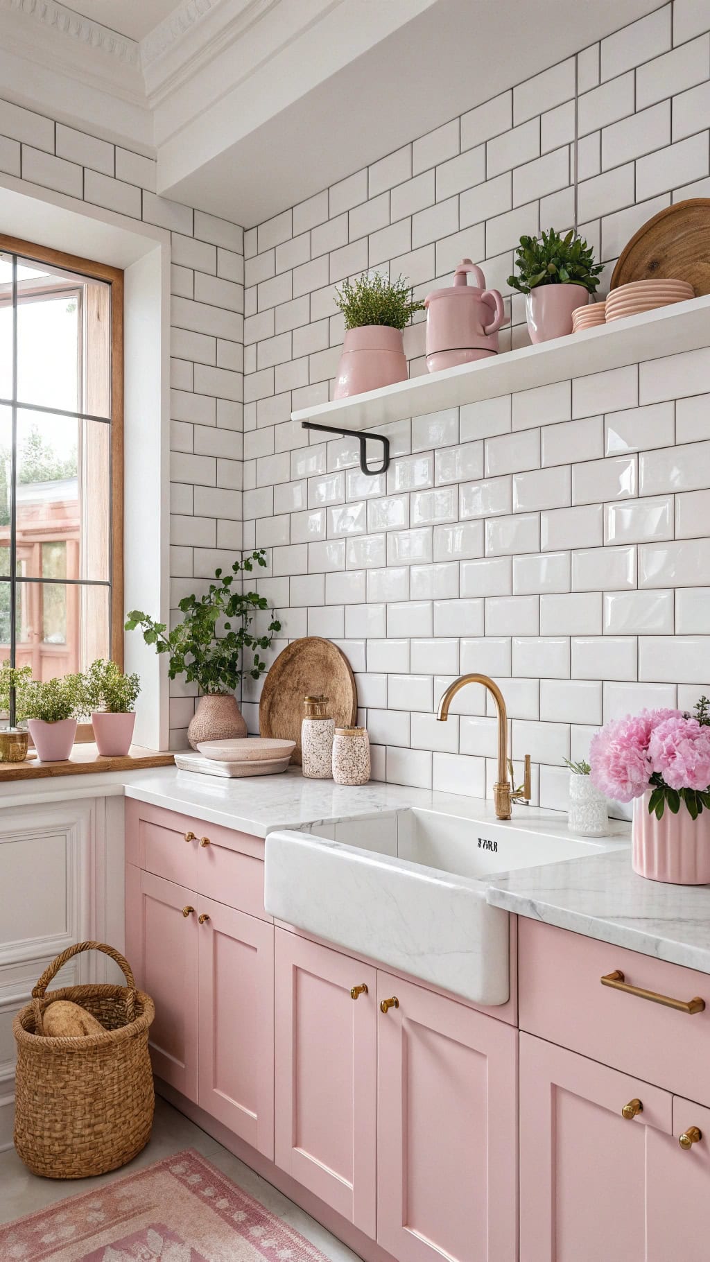 pink subway tile renovation