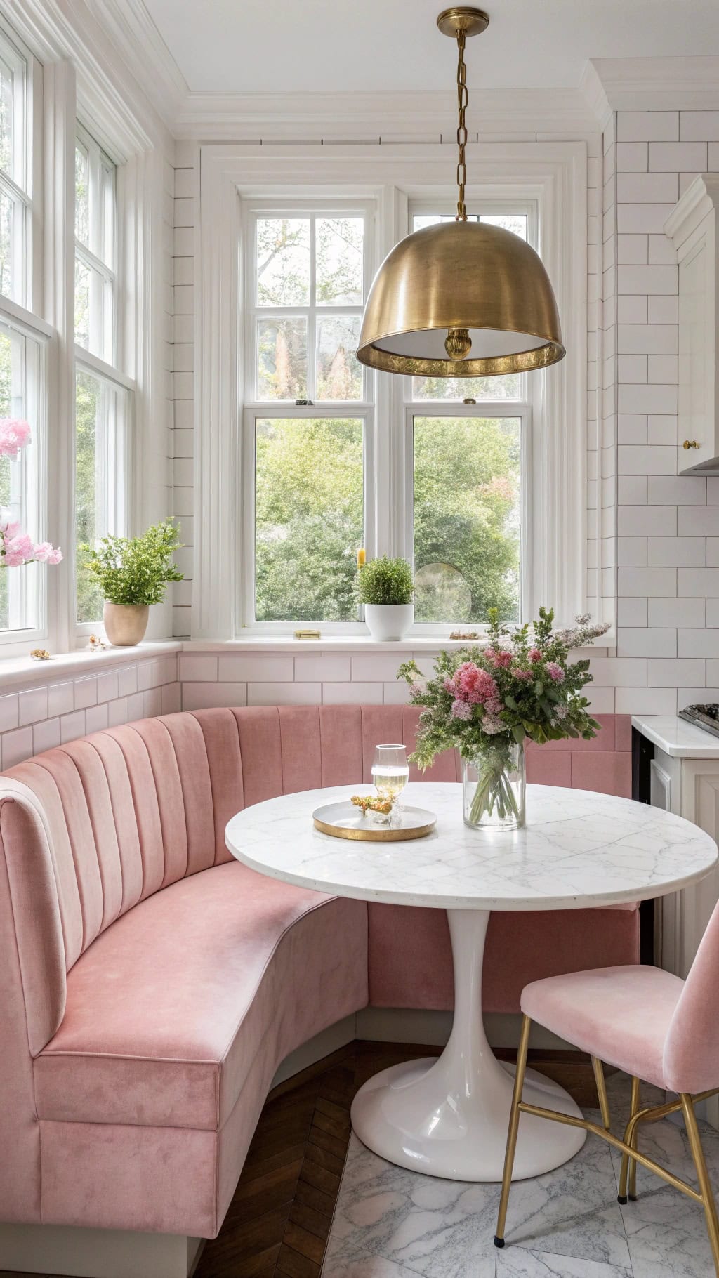 plush pink velvet seating