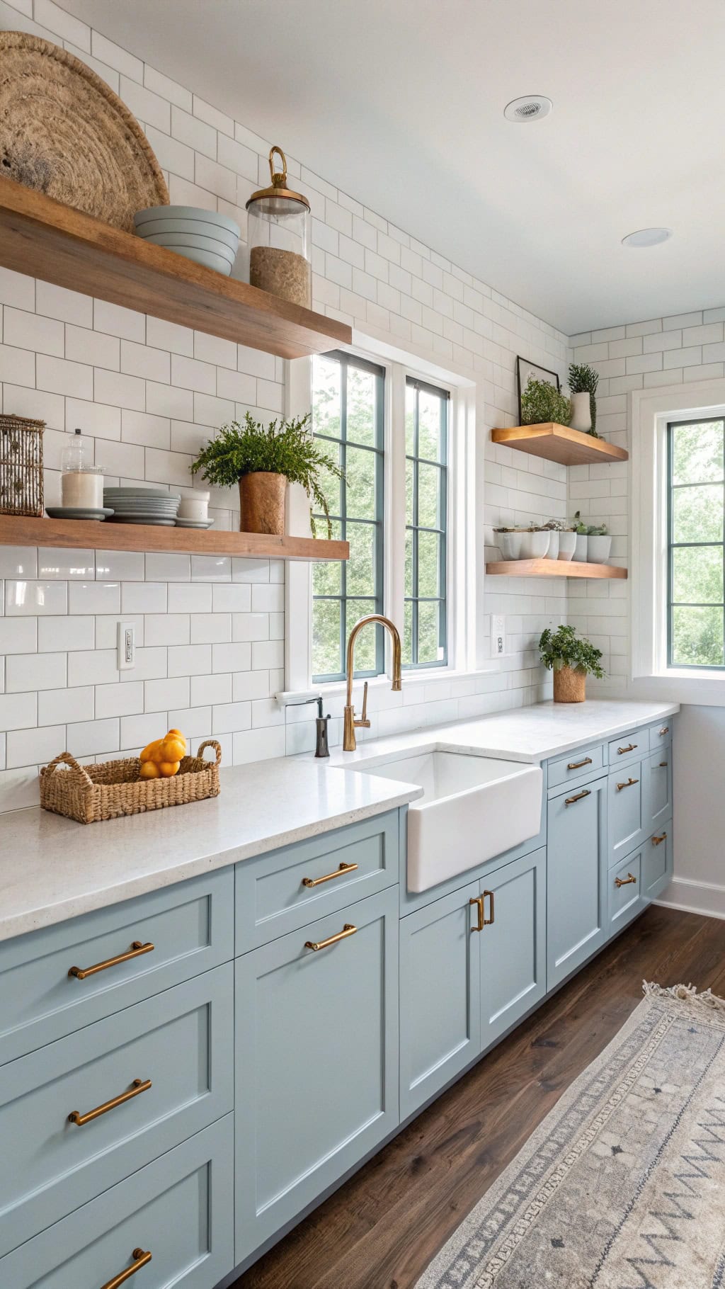 powder blue farmhouse kitchen elegance